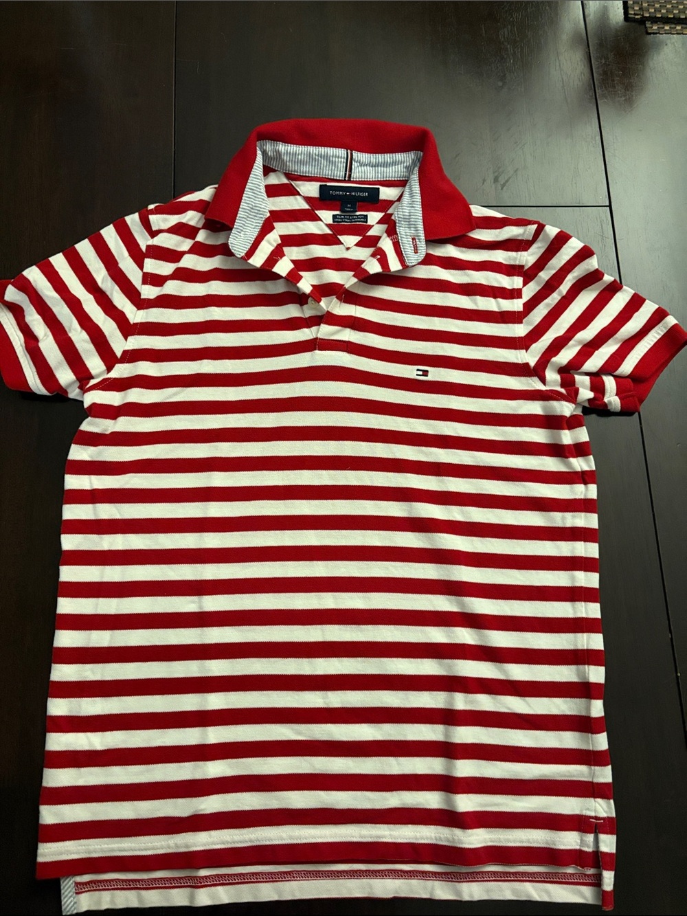 Tommy Hilfiger Mens Red & White Striped Polo